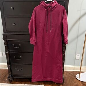 Women's Burgundy Hoodie Dress